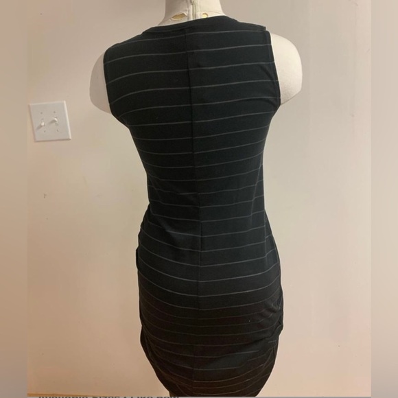 NWOT H&M Black and White Striped Ruched Midi Dress - Picture 3 of 4